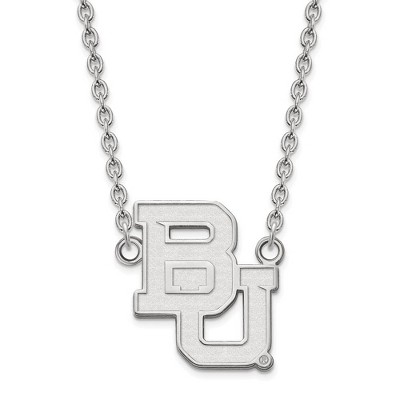 Black Bow Jewelry 10k White Gold Baylor Bears NCAA Necklace 18 Inch