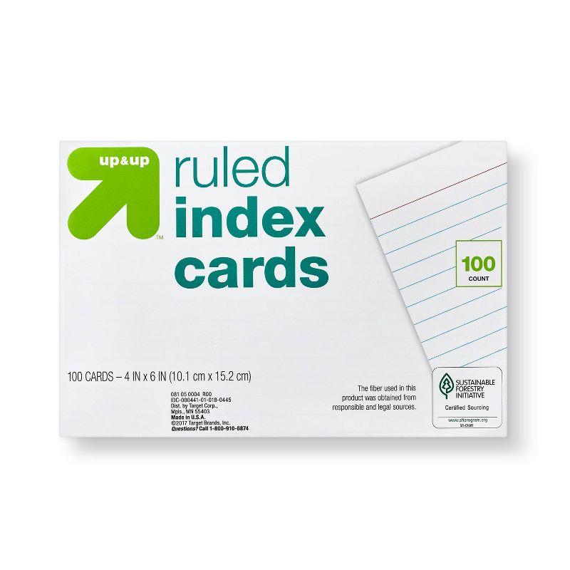 100ct 4&#34; x 6&#34; Ruled Index Cards White - up &#38; up&#8482;, 1 of 4