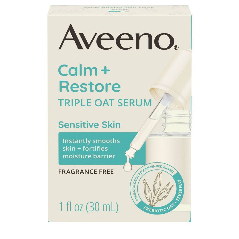 Aveeno Calm + Restore Triple Oat Hydrating Face Serum for Sensitive Skin - Fragrance Free - 1 fl oz, 3 of 15