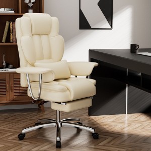 Grungis PU Leather Swivel Office Chair with Universal Wheels,Gaming Chair with Adjustable Height and Footrest,Modern Computer Chair for Office - 1 of 4