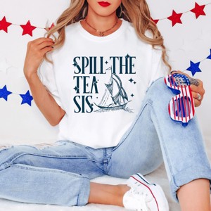 Simply Sage Market Spill The Tea Sis Boat Garment Dyed Tee - 1 of 4