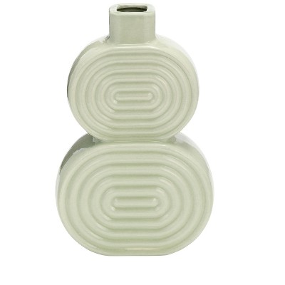 Sagebrook Home Stacked Circle Ceramic Vase - Contemporary Creative Abstract Vase for Home or Office Decorative