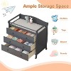 3 Drawers Baby Changing Table, Wooden Diaper Changing Station, with Safety Belt and Rails, Infant Dresser Table for Nursery Room, Bedroom, Grey - 2 of 4