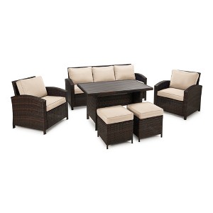 6 Piece Outdoor Patio Furniture Set with Cushions and Coffee Table - 1 of 4