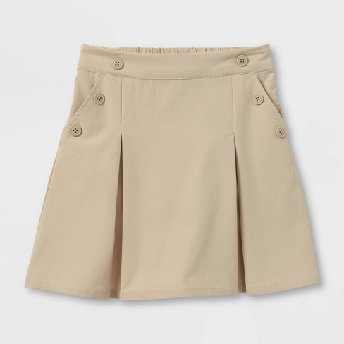 Girls' Woven Performance Pleated Uniform Skort - Cat & Jack™ Beige Xl ...