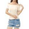 INSPIRE CHIC Women's Short Sleeves Off The Shoulder Stretchy Fabric Solid Crop Top - 2 of 4