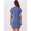 cheibear Women's Short Sleeve Front Pocket Knit Round Neck Loungewear - 4 of 4