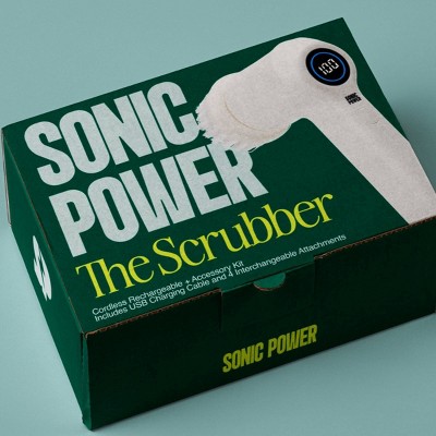 Sonic Power White Plastic Handheld Electric Scrubber