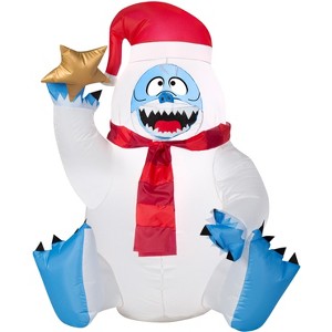 Rudolph the Red Nosed Reindeer Airblown Inflatable Sitting Bumble Holding Star Rudolph, 3 ft Tall - 1 of 3