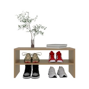 AZL1 Life Concept Shoe Rack Natural Oak 2 Shelf Rack with Low Horizontal Design Melamine Particle Board for Entryway, Brown, 28.75"*15.36"*3.15" - 1 of 4