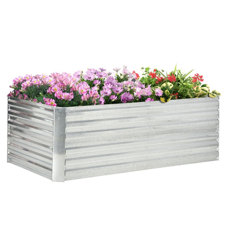 Outsunny Raised Garden Bed, Galvanized Steel Planters for Outdoor Plants with Multi-reinforced Rods, 71" x 36" x 23", 1 of 7