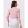 Allegra K Women's Curved Hem Puff Long Sleeve Open Front Crop Bolero Shrug - 3 of 4