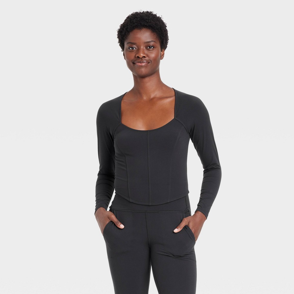 women's everyday soft cropped long sleeve top - all in motion™ black xxl