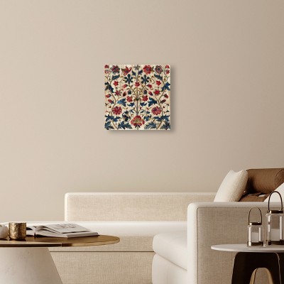 Ivory Floral Embroidery Chic Farmhouse Canvas Wall Art, 24" x 24"