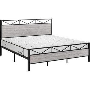 King Size Bed Frame, Modern King Platform Bed Frame with Headboard and Footboard, Metal Bed Frame with Underbed Storage Space, Metal Slats Support - 1 of 4