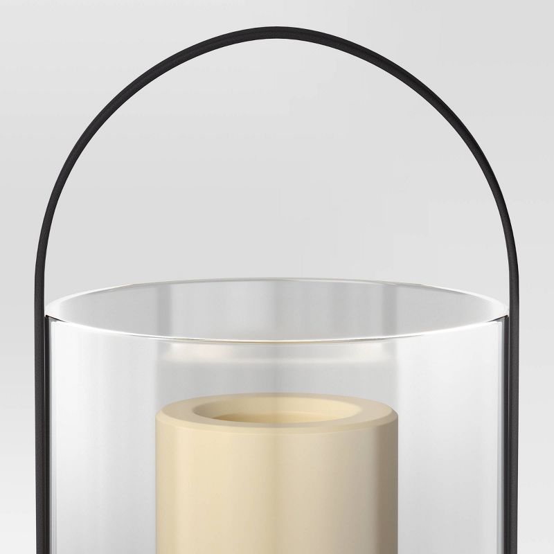 Modern Metal and Glass Battery LED Pillar Candle Outdoor Lantern Black - Threshold™, 6 of 7