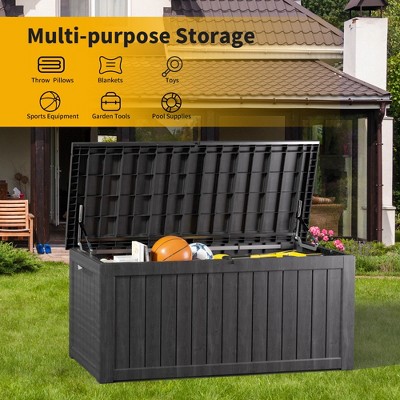 230 Gallon Resin Deck Box, Lockable Waterproof Ourdoor Storage Container for Pool Accessories, Patio and Garden Tools