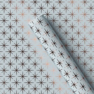 30” 25 sq ft Christmas Roll Wrap Silver Stars on Light Blue - Wondershop™ - 1 of 3