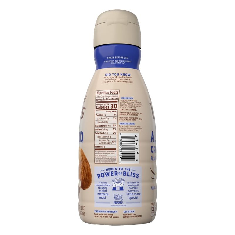 Coffee mate Natural Bliss Vanilla Almond Milk Creamer - 32 fl oz (1qt), 4 of 12