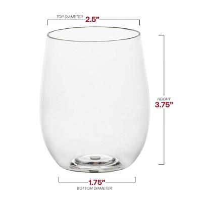 12 oz Clear Stemless Shatterproof Plastic Wine Glasses Set