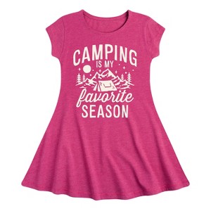 Girls' - Instant Message - Camping Is My Favorite Season Fit & Flair Cap Sleeve Graphic Dress - 1 of 4