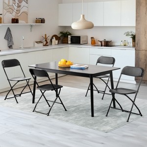 DSVIMOY 4 PCS Folding Chairs, Padded Folding Chairs with Leg Protectors, Stackable Chairs for Home Weddings Restaurants, Black, 18"*31"*18.1" - 1 of 4