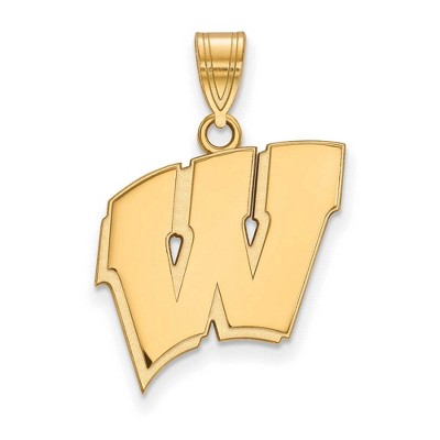 Black Bow Jewelry 10k Yellow Gold Wisconsin Badgers NCAA Large Pendant