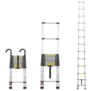 VEVOR Telescoping Ladder, 16.4FT Aluminum Lightweight Extension Ladder, Multi-button Retraction Collapsible Ladder, 375 LBS Capacity, Silver - 1 of 4