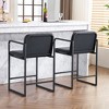 CAVINAS Bar Stools Set of 2, Boucle Fabric Counter Height Bar Stool Chair with Armrests and Metal Frame for Living Room, Dining Room - 2 of 4