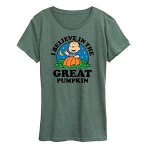 Women's - Peanuts - I Believe In The Great Pumpkin Short Sleeve Graphic T-Shirt - 1 of 4