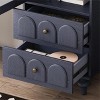 ModernLuxe 62.99" Tall Storage Cabinet with Tempered Glass Door, Display Cabinet with 2 Drawers & Adjustable Shelf, White/Dark Blue - 4 of 4