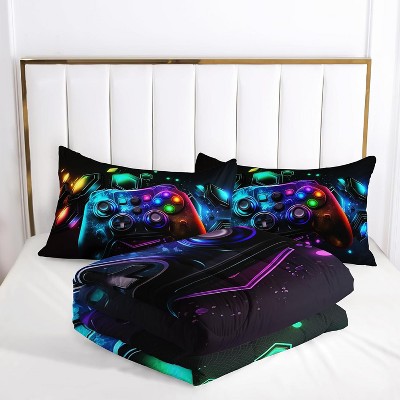 Acoinel Neon Gamer Controller Comforter Set - Gaming Bedding for Boys Teens with 2 Pillowcases,Queen — фото 3