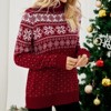 Women's Snowflake Knit Sweater High Neck Christmas Pullover Jacquard Pattern Holiday Top - 2 of 4