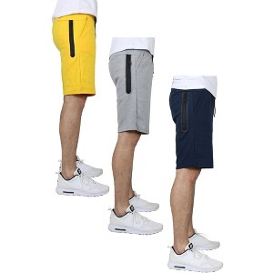Blu Rock Men's Tech Fleece Performance Shorts With Heat Seal Zipper Pocket-3 Pack - 1 of 4