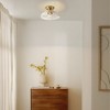 Rennnsan Sydney 11.8 in. 1-Light Modern Gold Dome Semi-Flush Mount Light with Textured Clear Glass - 2 of 4