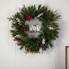 Nearly Natural 24” Holiday Winter Owl Family Pinecone Berry Christmas Artificial Wreath - 3 of 4