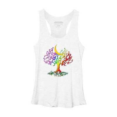 Adult Design By Humans Rainbow Pride Tree of Life By Fluffydstroyer Racerback Tank Top