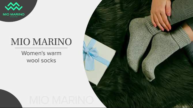 Mio Marino Womens Warm Wool Knitted Socks 3 Pack, 2 of 6, play video