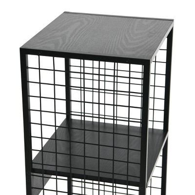 Black Metal and Wood Grain 2-Cube Bookshelf
