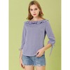 Allegra K Women's Vintage 3/4 Sleeve Boat Neck Ruffled Dots Print Blouse - 3 of 4