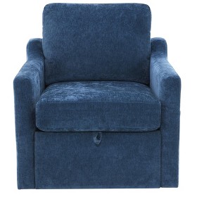 Gulches 360¡ã Swivel Arm Chair  Navy Blue Chenille Fabric Chair with USB+TYPEC Charging, Book Pocket & UnderSeat Storage - 1 of 4