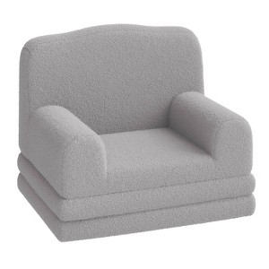 Coucheta Convertible Kids Sofa, Teddy Fleece Toddler Couch with Crown Design, Foldable Bed for Playroom or Nursery, Gift for Boys & Girls - 1 of 4