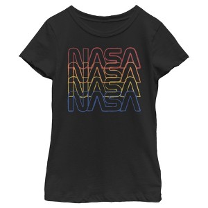 Girl's NASA Rainbow Repeat Logo T-Shirt - 1 of 3