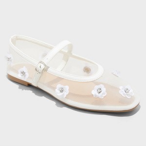 Women's Everly Mesh Floral Mary Jane Ballet Flats - A New Day™ - 1 of 4