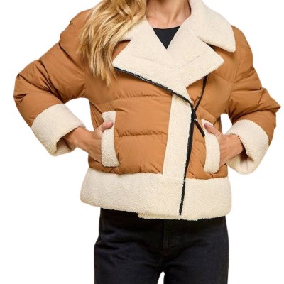 Women's faux-shearling Trim Padded Puffer Jacket - TCEC