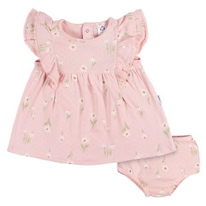 Gerber Baby Girls' Cotton Dress & Diaper Cover Set - 2-Piece - 1 of 4