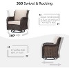 3-Piece Outdoor Wicker Patio Set, 360° Swivel Rocker Chairs with Cushions & Tempered Glass Side Table, Elegant Bistro Set for Backyard & Patio - 4 of 4