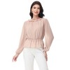 Anna-Kaci Women's Long Sleeve Blouse with Ruffle Neckline and Cinched Waist Detail - 4 of 4