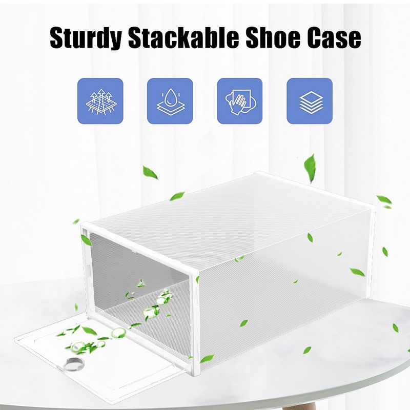 12 Pack Shoe Storage Box,Clear Shoe Boxes Stackable Shoe Organizer For Closet Shoe Containers Shoe Box Storage Containers Plastic Shoe Boxes With Lids, 3 of 6