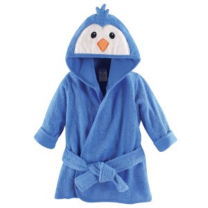 Luvable Friends Baby Boy Cotton Animal Face Bathrobe, Boy Penguin, One Size - 1 of 1